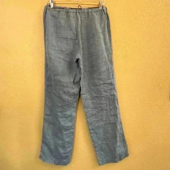 Cotton World 100% Linen Chambray Blue Pant With Belt Size Medium EUC! - Picture 3 of 5